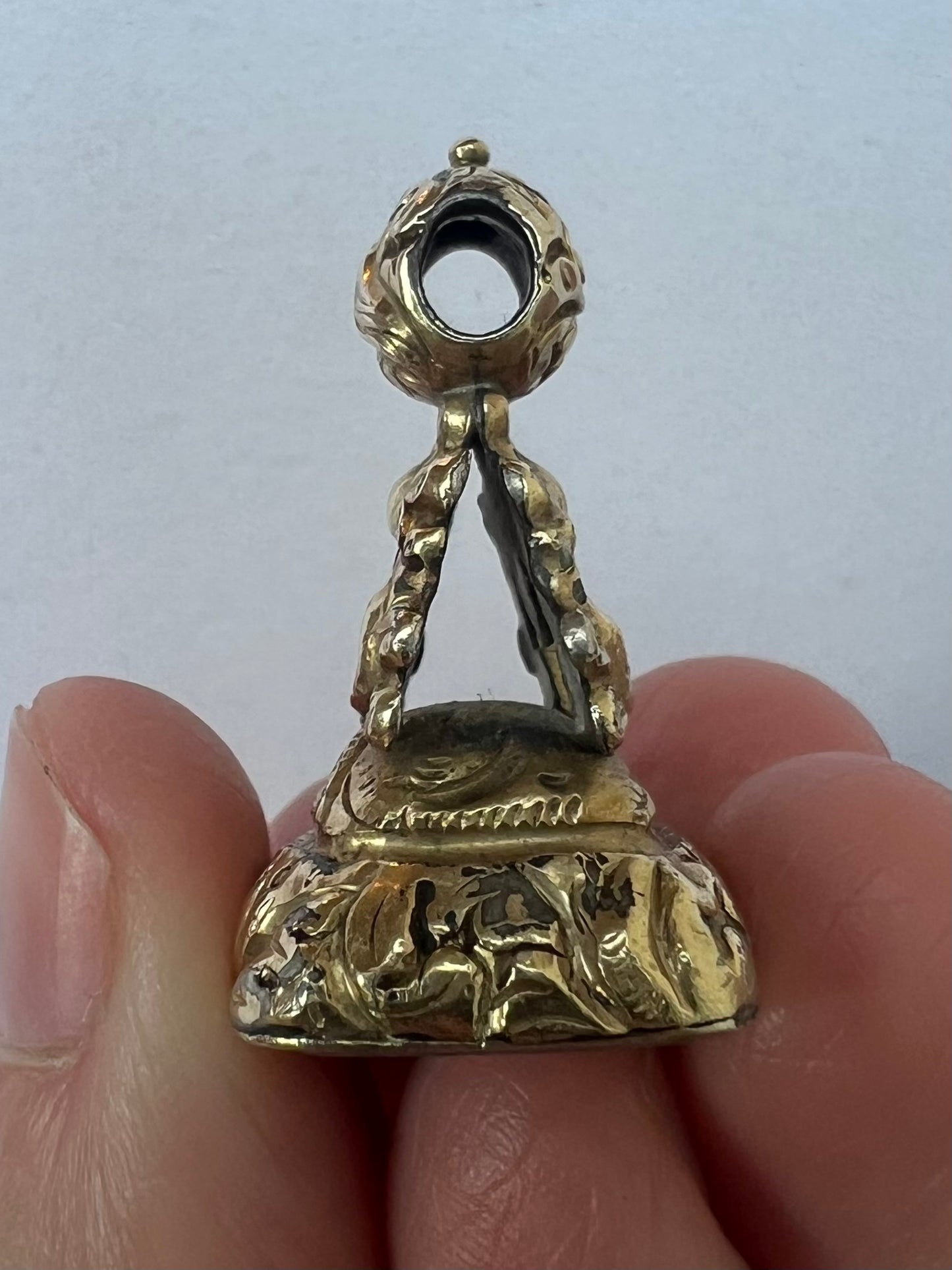 Early Victorian Gold Cased Watch Fob Pendant With Carved Stag Intaglio