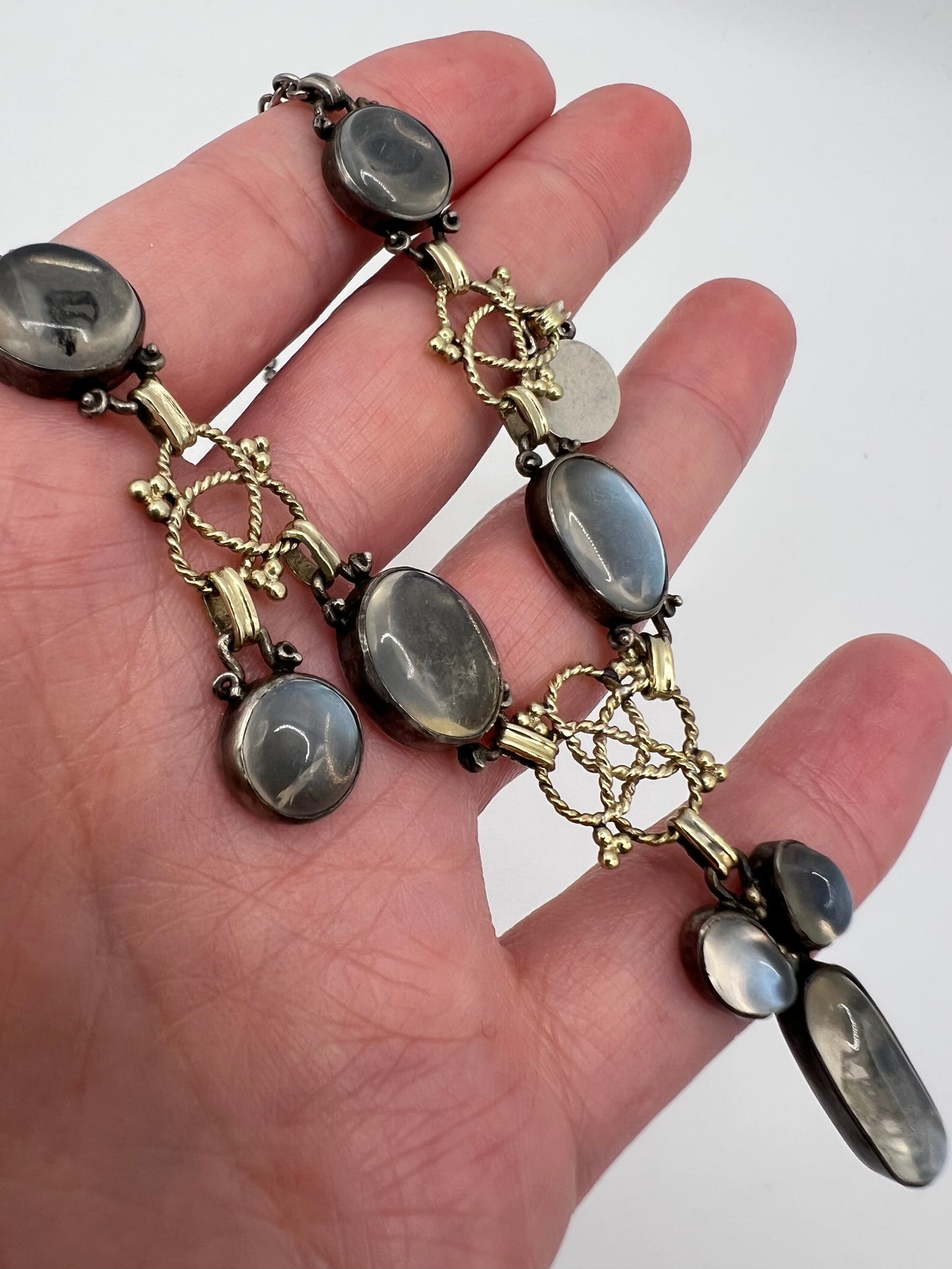 RESERVED Please enquire - Artificer's Guild Silver Moonstone Arts & Crafts Necklace