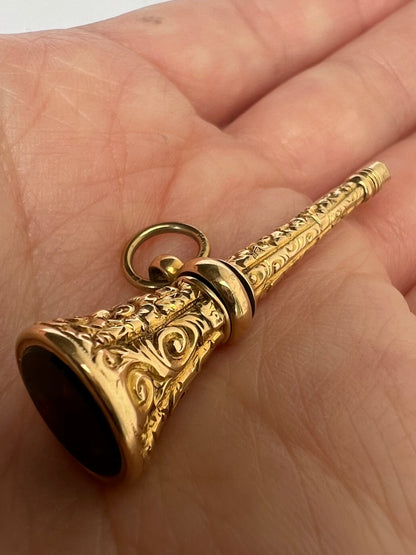 15ct Gold Victorian Bloodstone Watch Key Fob Seal Pendant