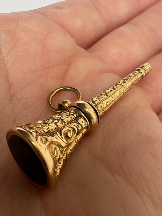 15ct Gold Victorian Bloodstone Watch Key Fob Seal Pendant