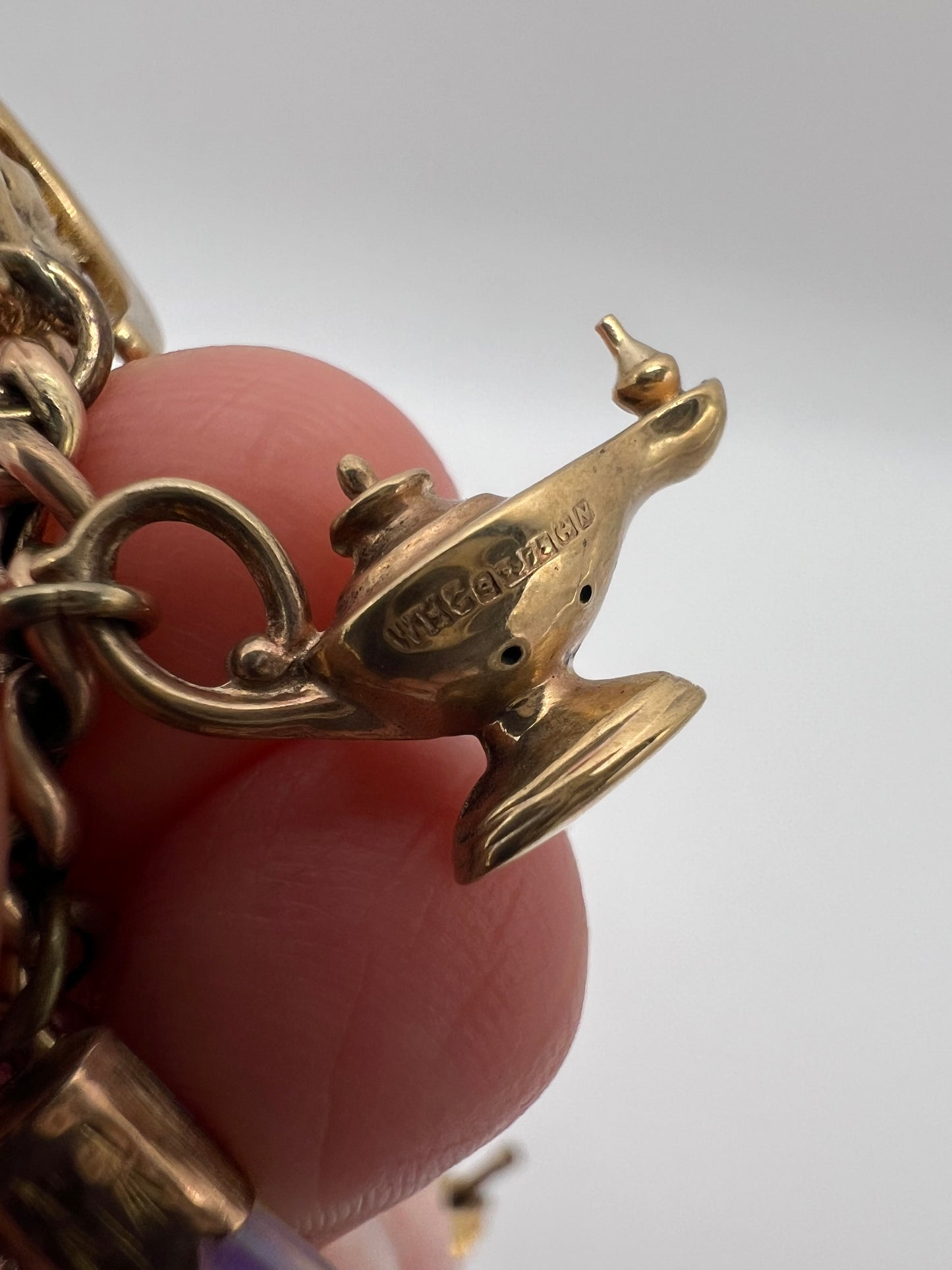 Gold Charm Bracelet With Many Unusual and Rare Charms