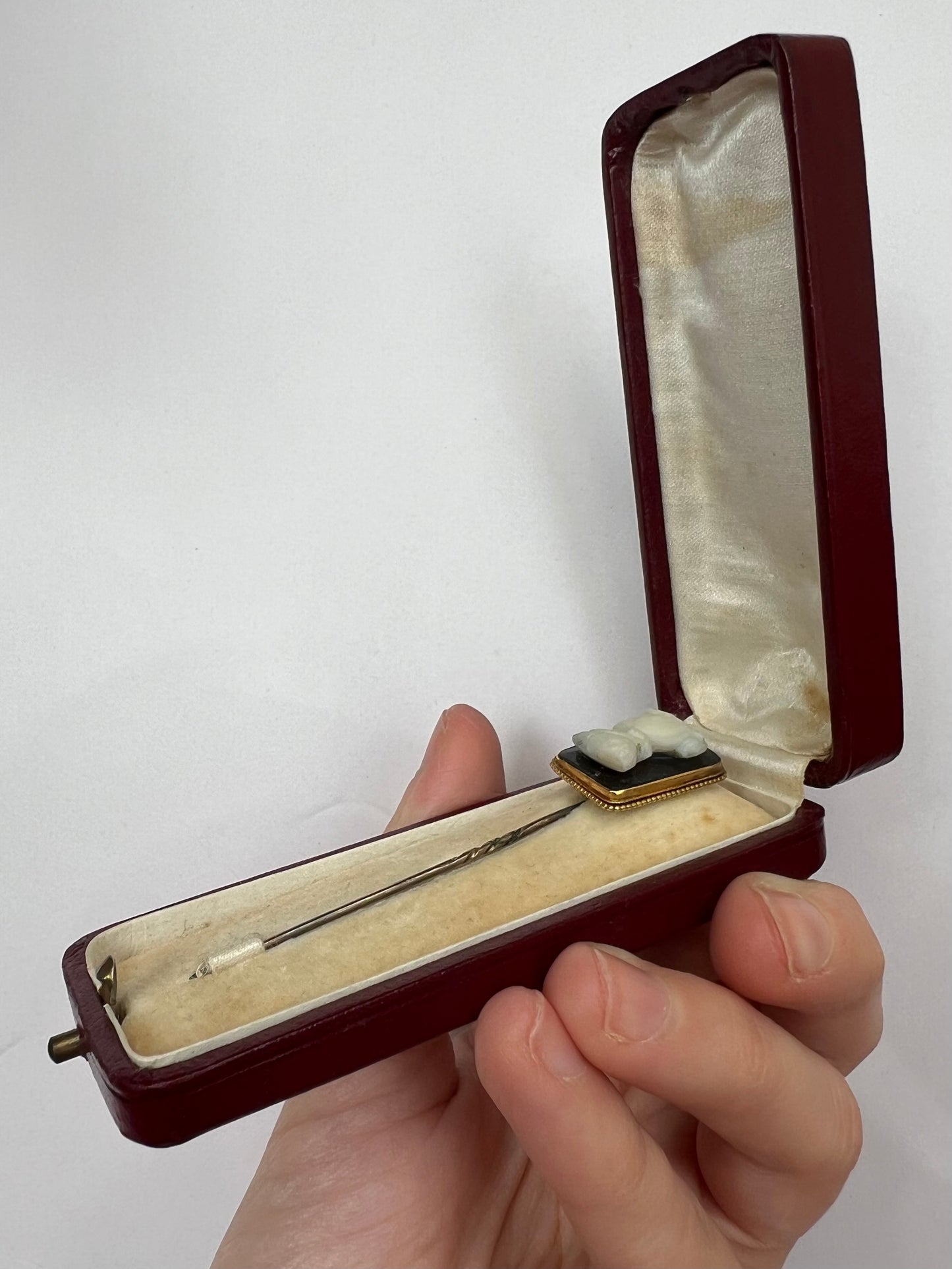 Well Carved Banded Agate / Onyx Hardstone Cameo Stick Pin