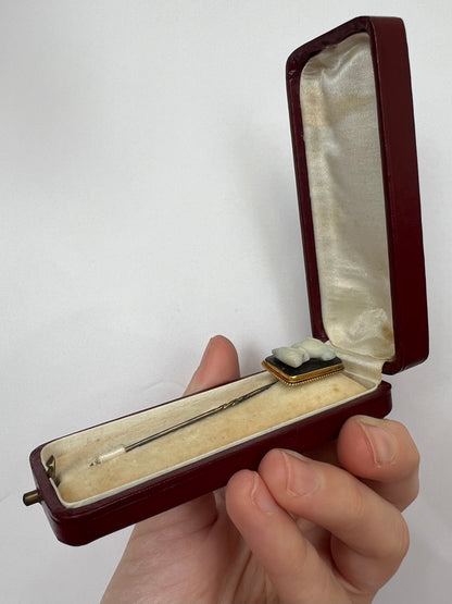 Well Carved Banded Agate / Onyx Hardstone Cameo Stick Pin