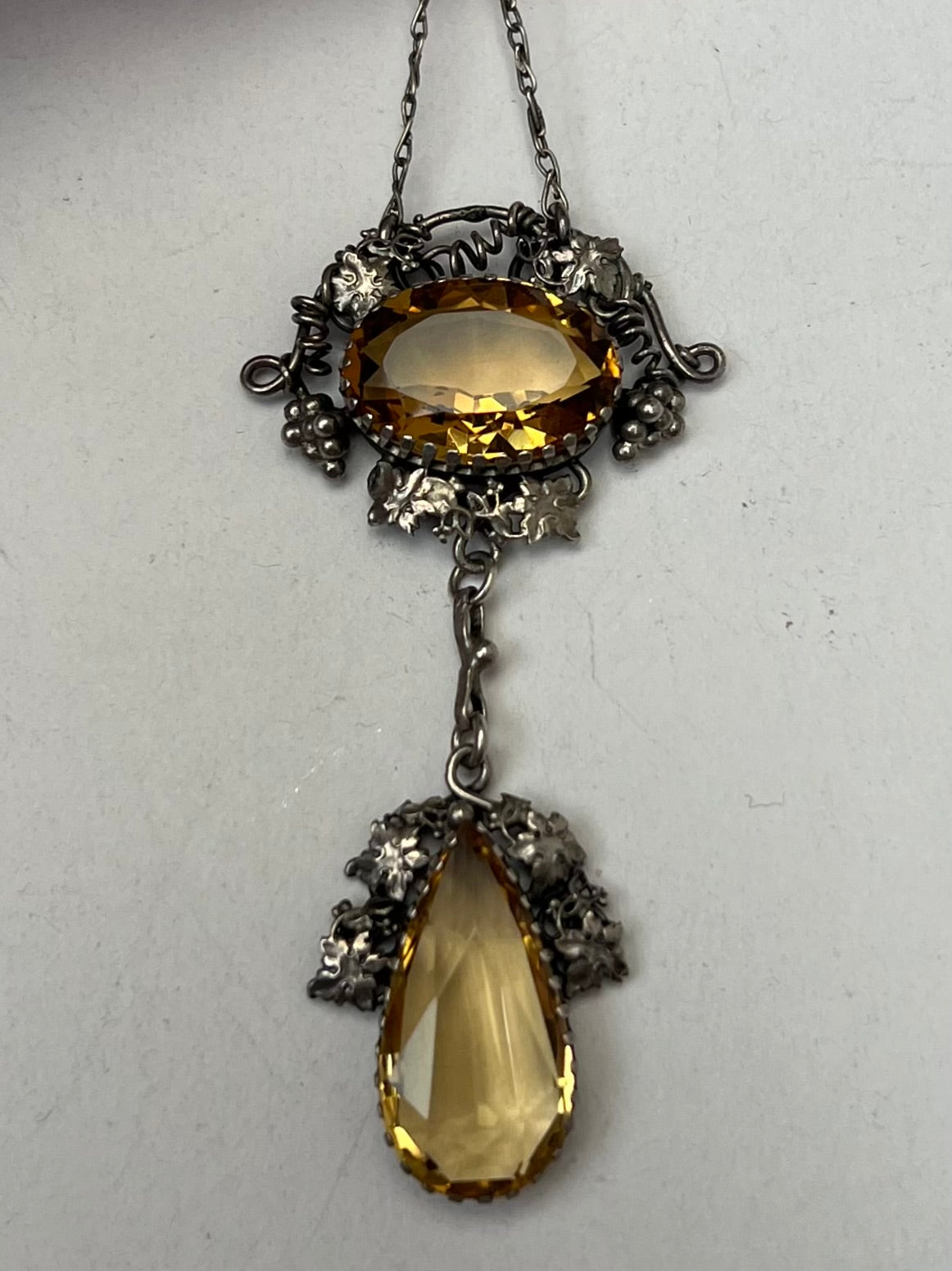 Silver Arts & Crafts Citrine Necklace