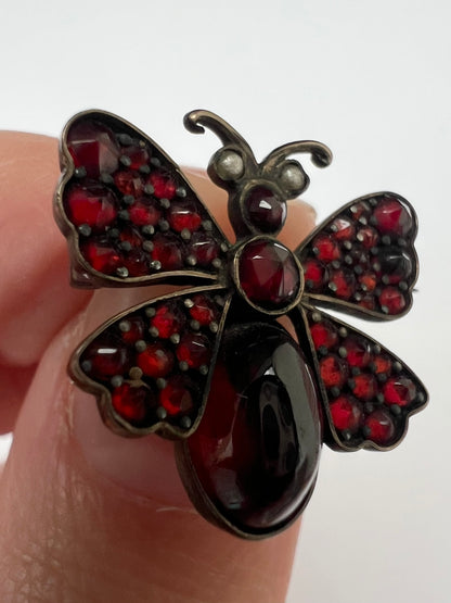 Georgian Garnet Butterfly Brooch Pin