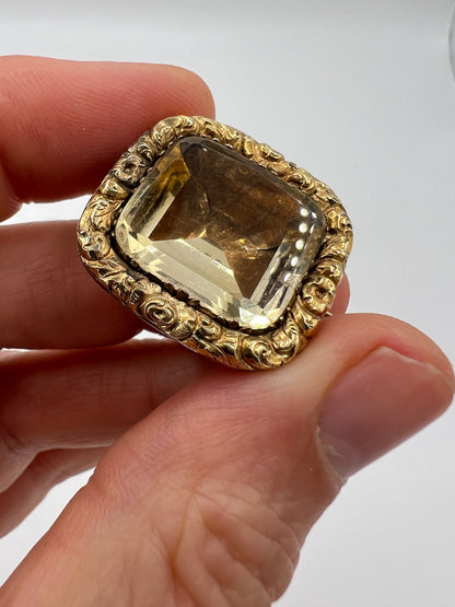 Georgian 9ct Gold Citrine Brooch Pin
