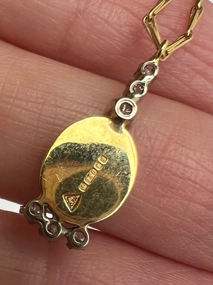 Australian Opal Diamond Pendant and Chain in 18ct Gold