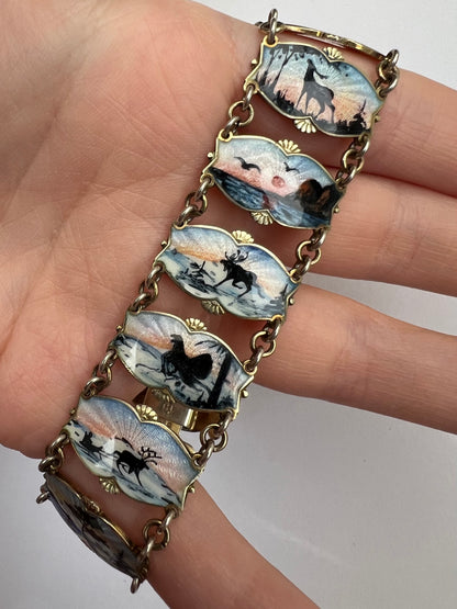 Aksel Holmsen Mid Century Norwegian Enamel Scandinavian Bracelet