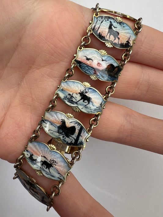 Aksel Holmsen Mid Century Norwegian Enamel Scandinavian Bracelet