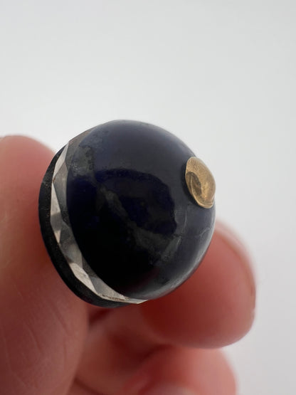 Lapis Lazuli and Rock Crystal Quartz Blue Orb Charm Art Deco Pendant