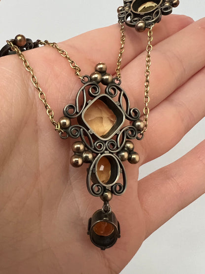 Artificer's Guild Arts & Crafts 15ct Gold Silver Citrine Necklace