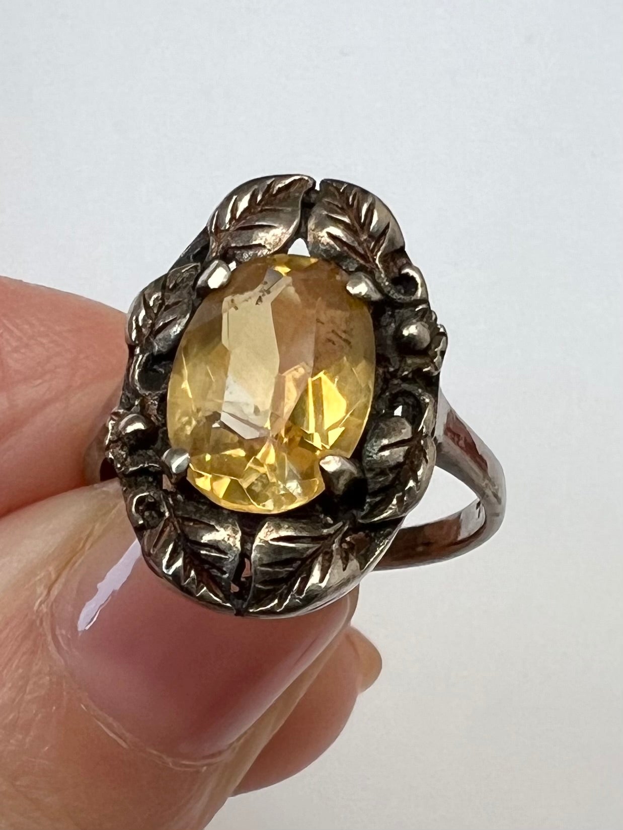Arts & Crafts Citrine Silver Ring
