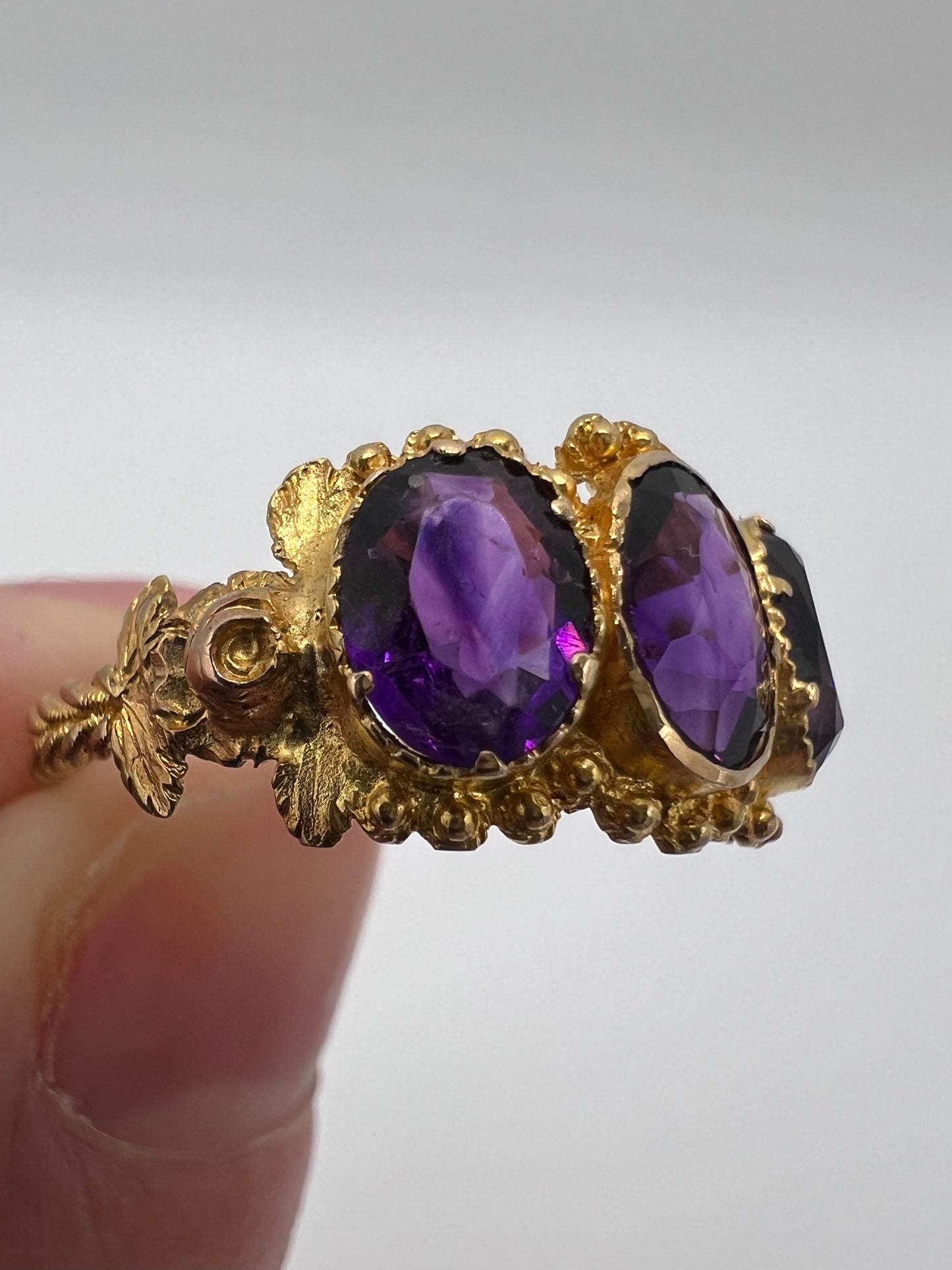 High Carat Gold Late Georgian Victorian 3 Stone Ring
