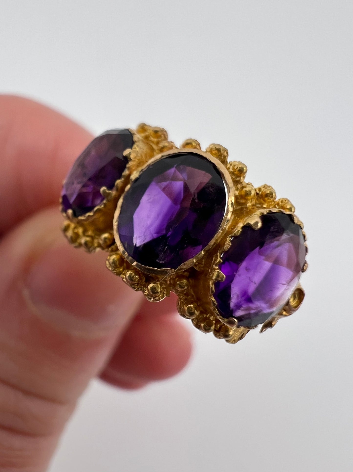High Carat Gold Late Georgian Victorian 3 Stone Ring