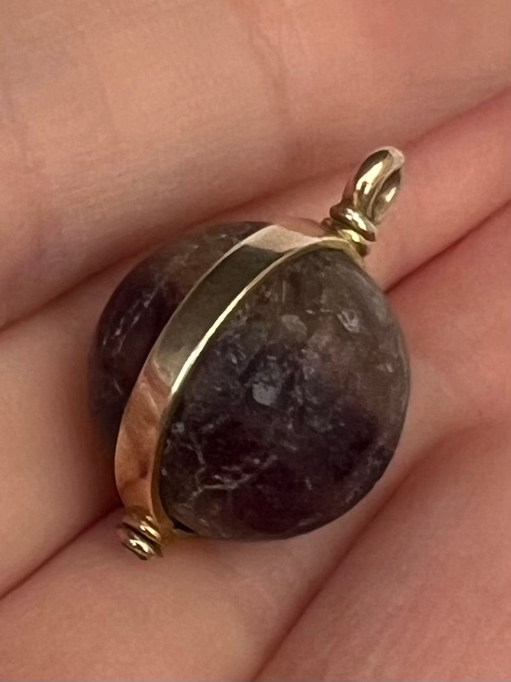 Blue John Derbyshire Feldspar Antique Gold Orb Talisman Pendant