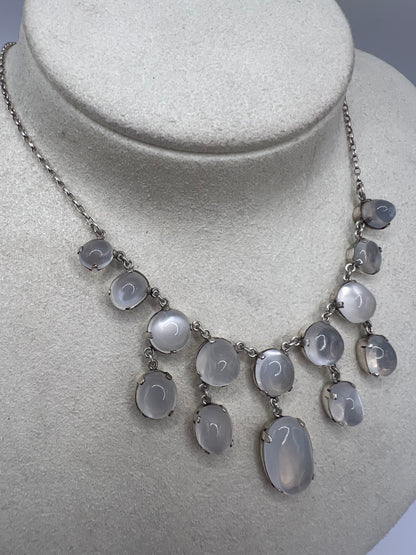 Silver Moonstone Festoon Wedding Necklace