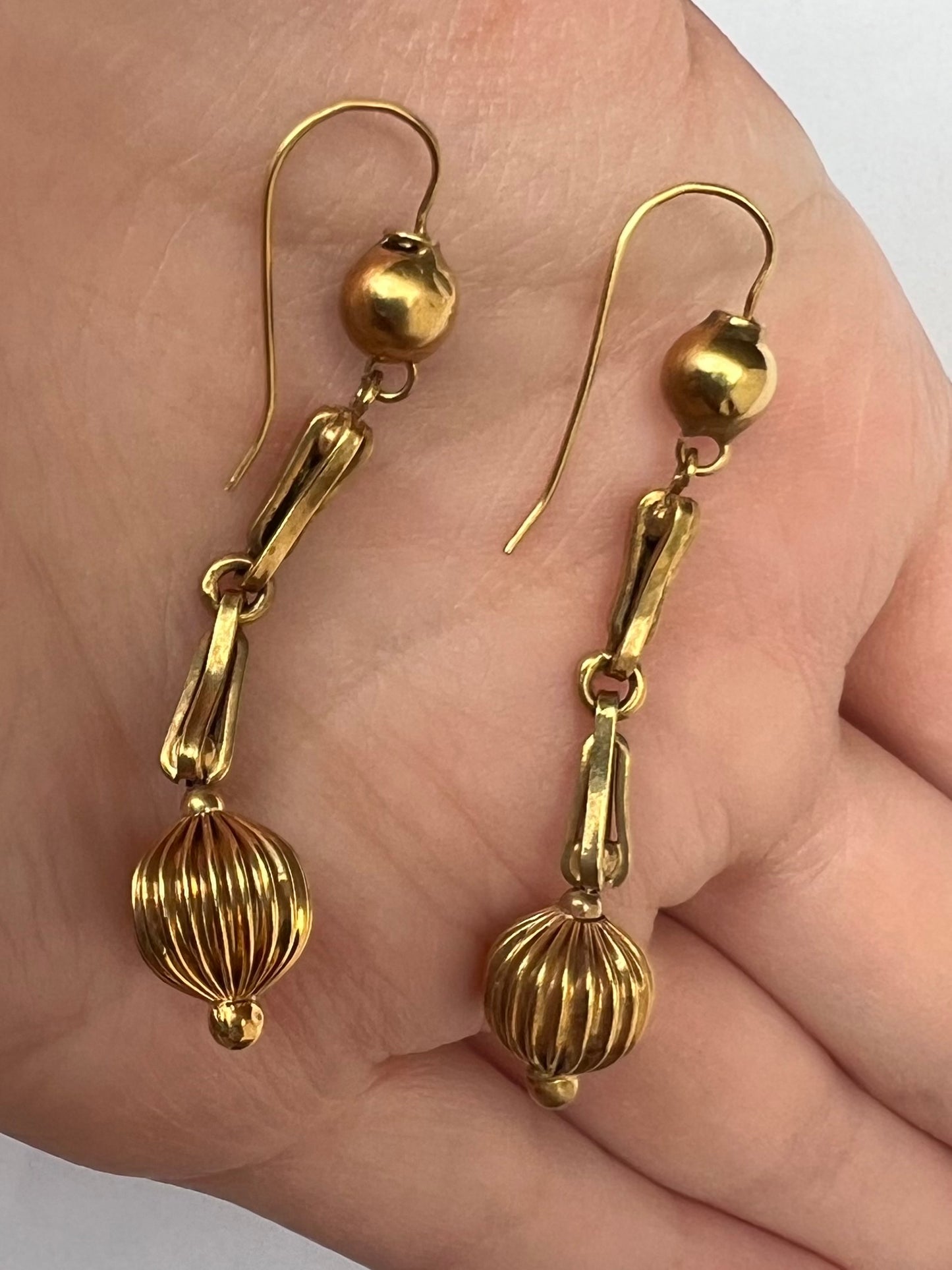 Typically Victorian Gold Ball Drop Dangly Earrings
