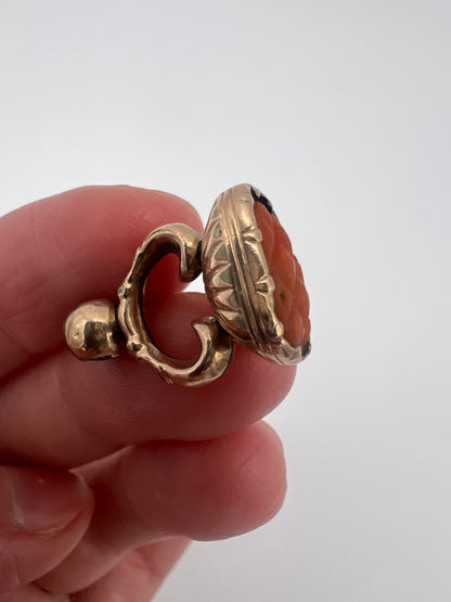 Tiny Georgian Coral Rose Gold Cased Fob Pendant
