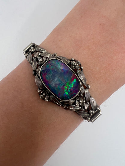 Rhona Wager Arts & Crafts Boulder Opal Silver Bracelet (Replacement steel strap)