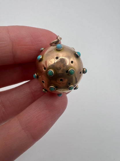 Antique Sputnik Gold Opening Vinaigrette Locket Pendant