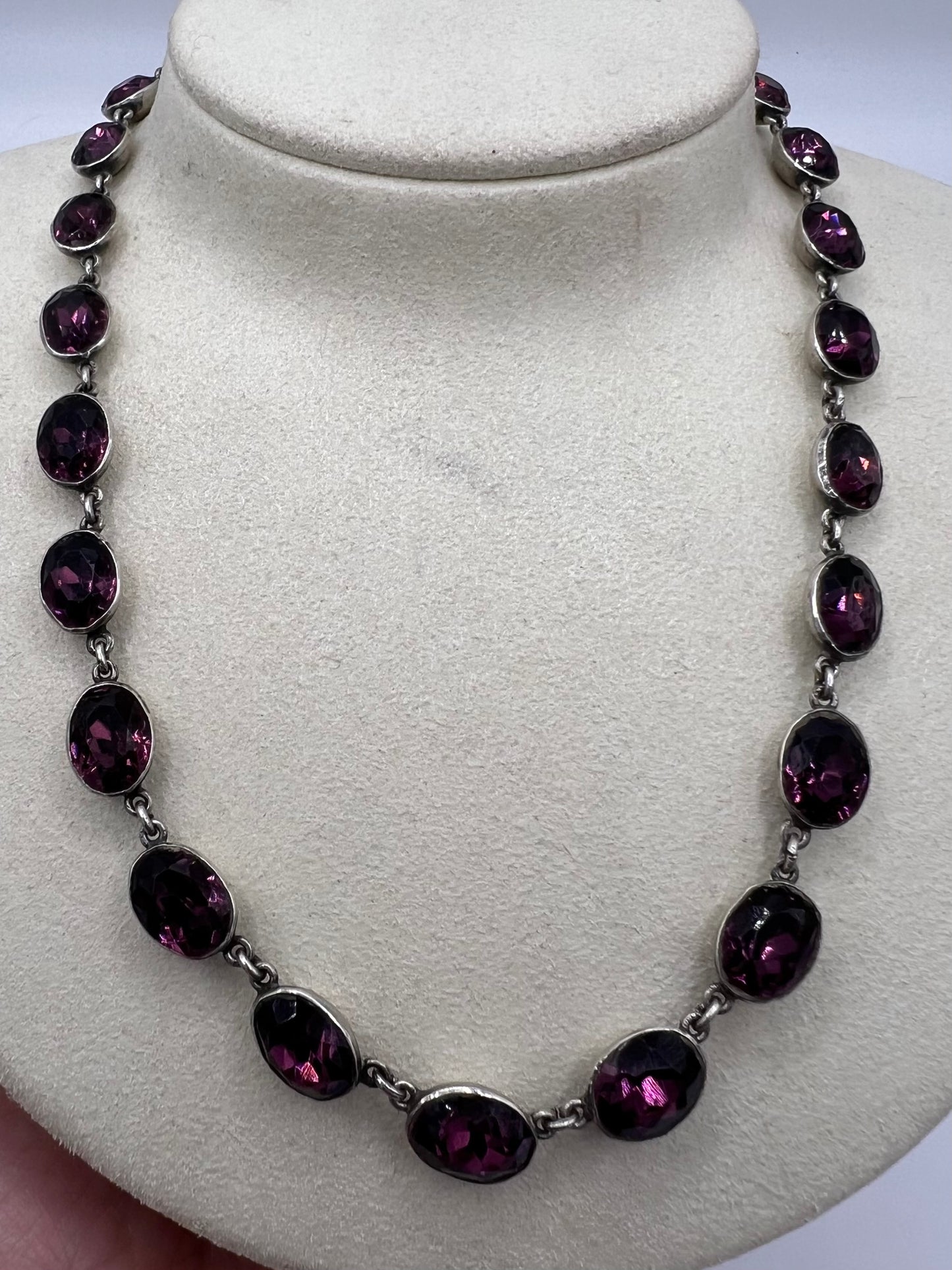 Georgian Paste Amethyst And Silver Riviere Necklace