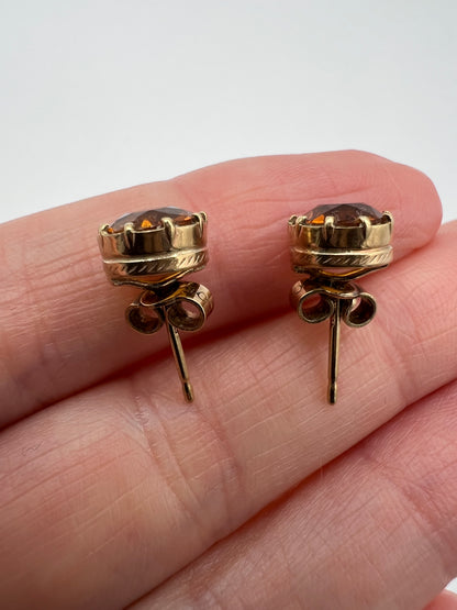 Scottish Cairngorm Gold Citrine Stud Earrings