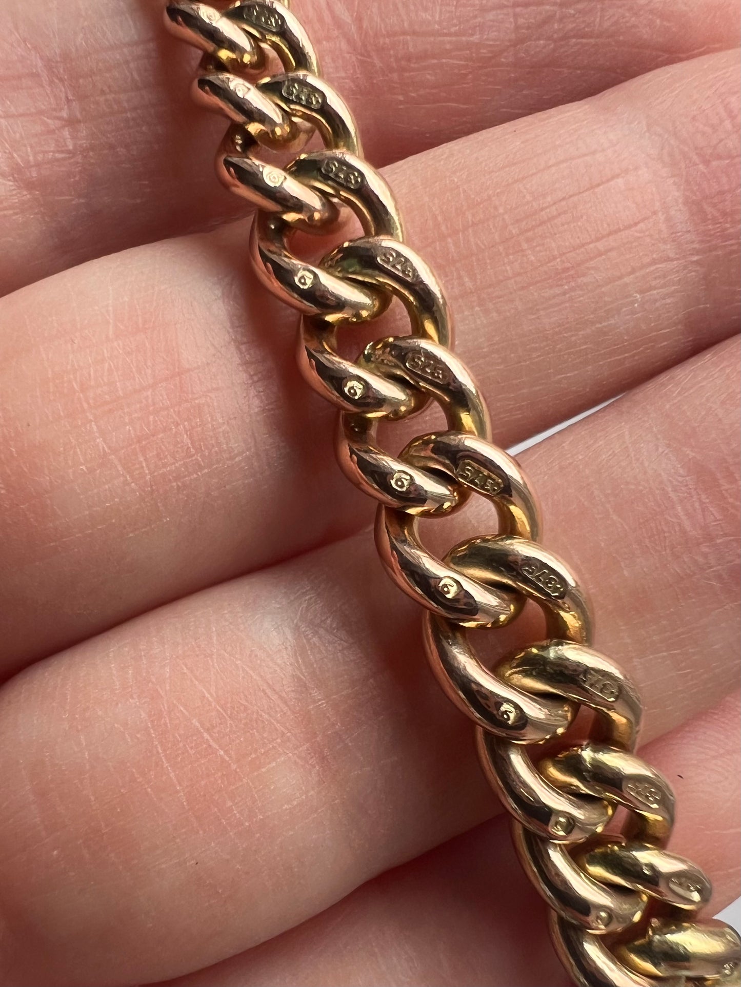 Antique Rose Gold Albert Chain Curb Link Chunky Bracelet Gents or Unisex
