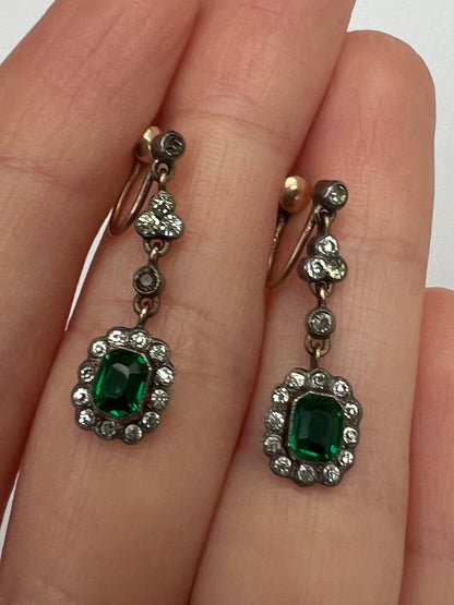 Super Sweet Edwardian Antique Paste Screw Back Earrings