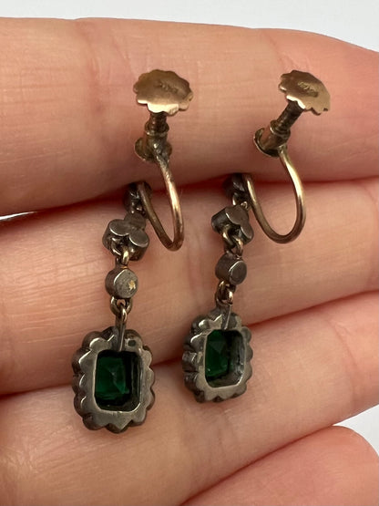 Super Sweet Edwardian Antique Paste Screw Back Earrings