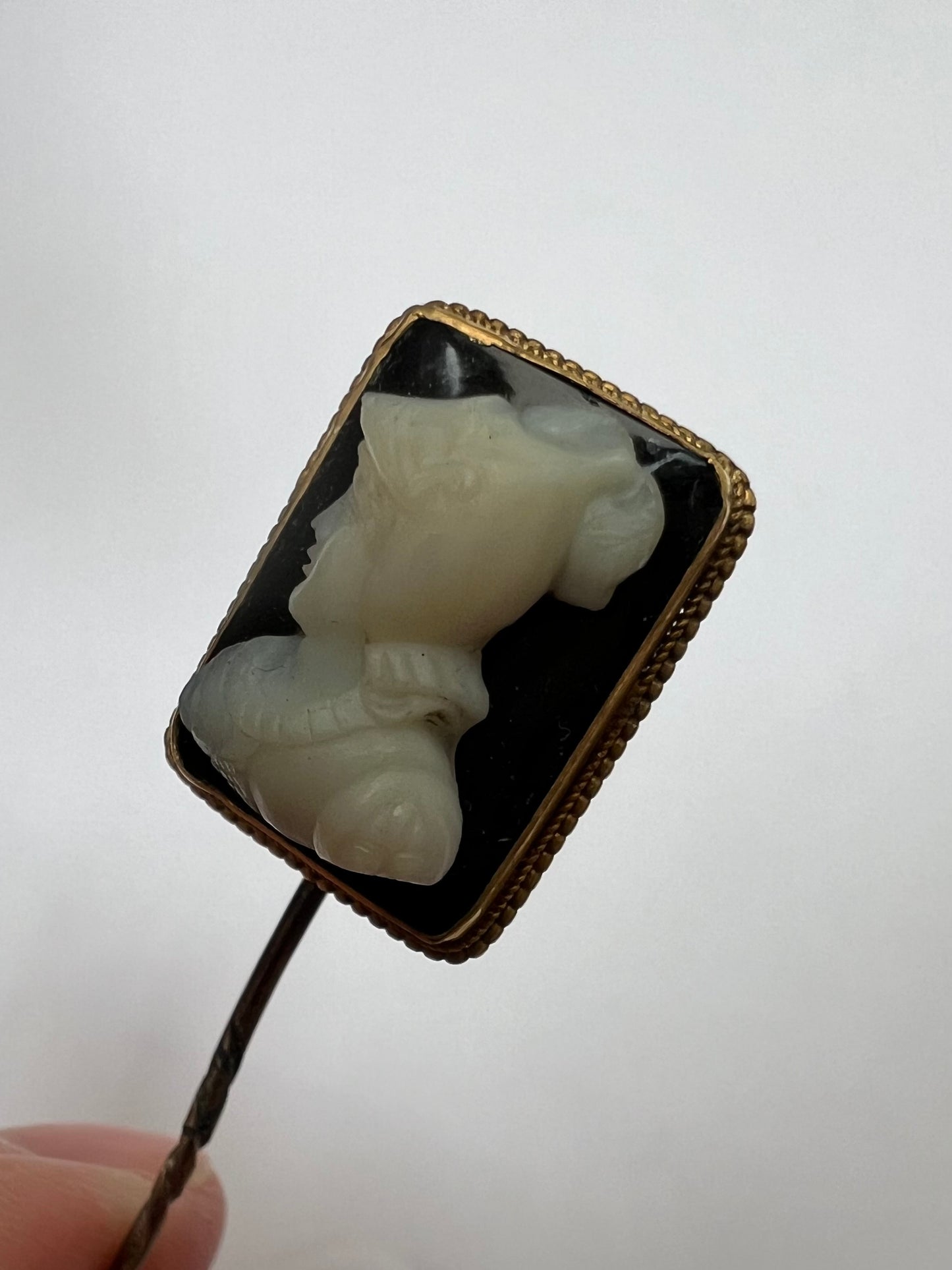 Well Carved Banded Agate / Onyx Hardstone Cameo Stick Pin