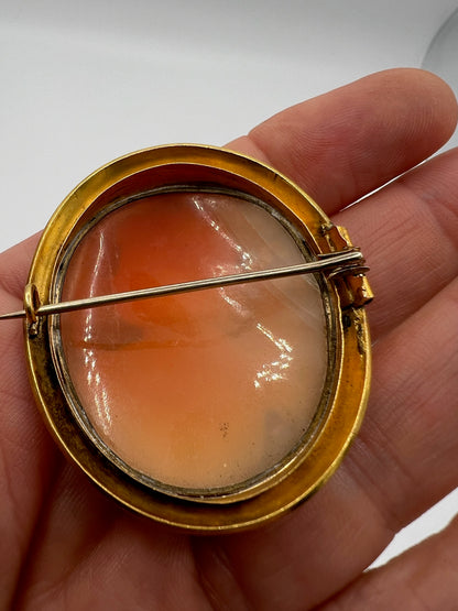 Victorian Cupid Cameo Brooch In 18ct Gold Frame