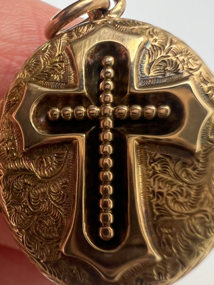 Victorian Gold Crucifix Oval Antique Locket
