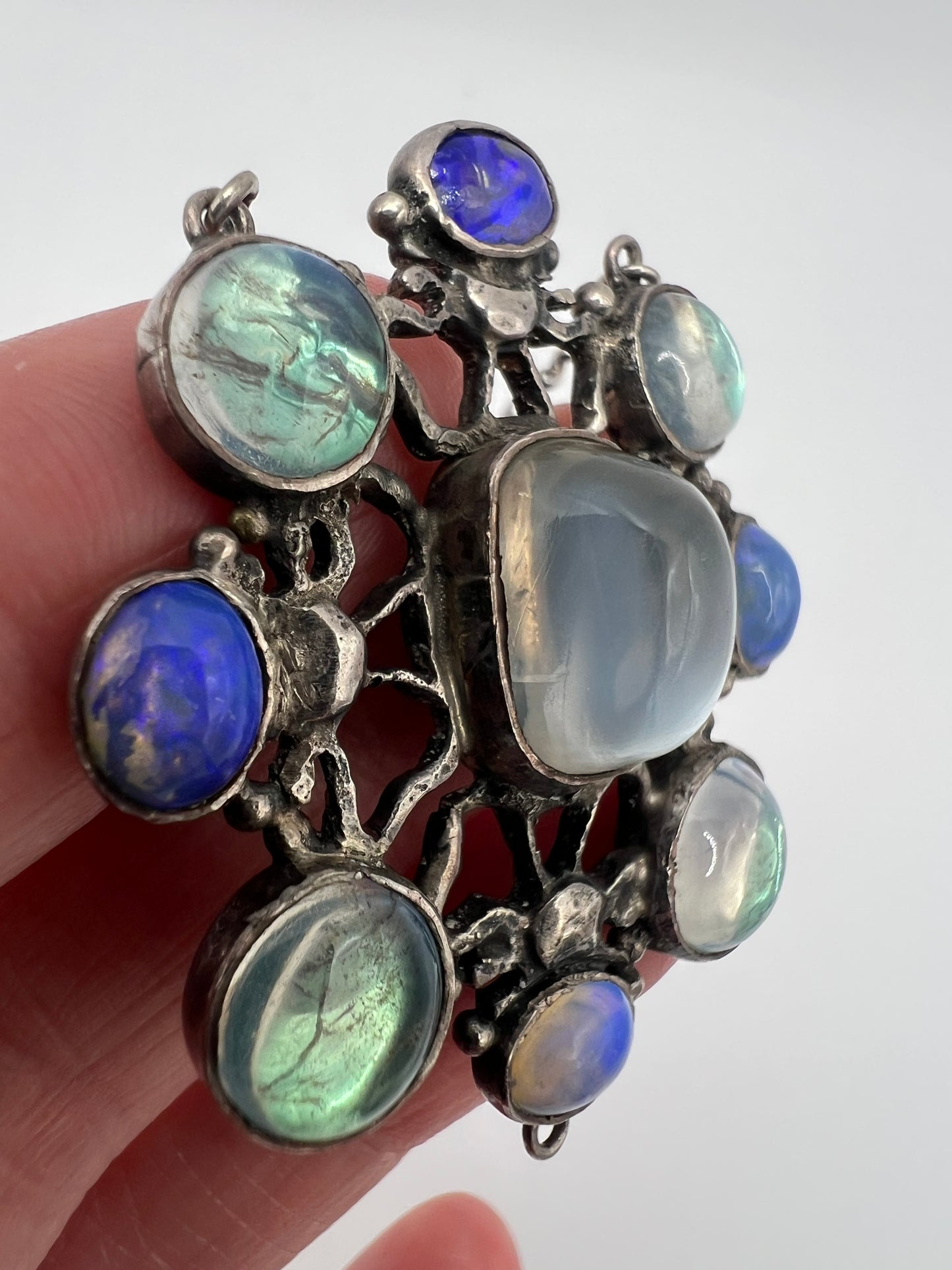 Arts And Crafts Silver Moonstone Necklace & Chain Attr Sybil Dunlop