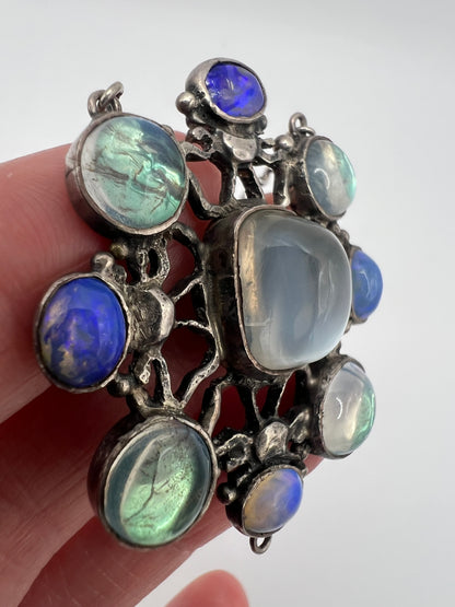 Arts And Crafts Silver Moonstone Necklace & Chain Attr Sybil Dunlop
