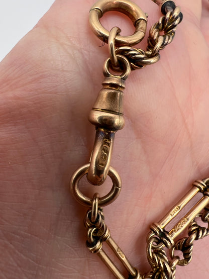 RESERVED - Please enquire for price - Fancy Paperclip Link Rose Gold Albert Chain