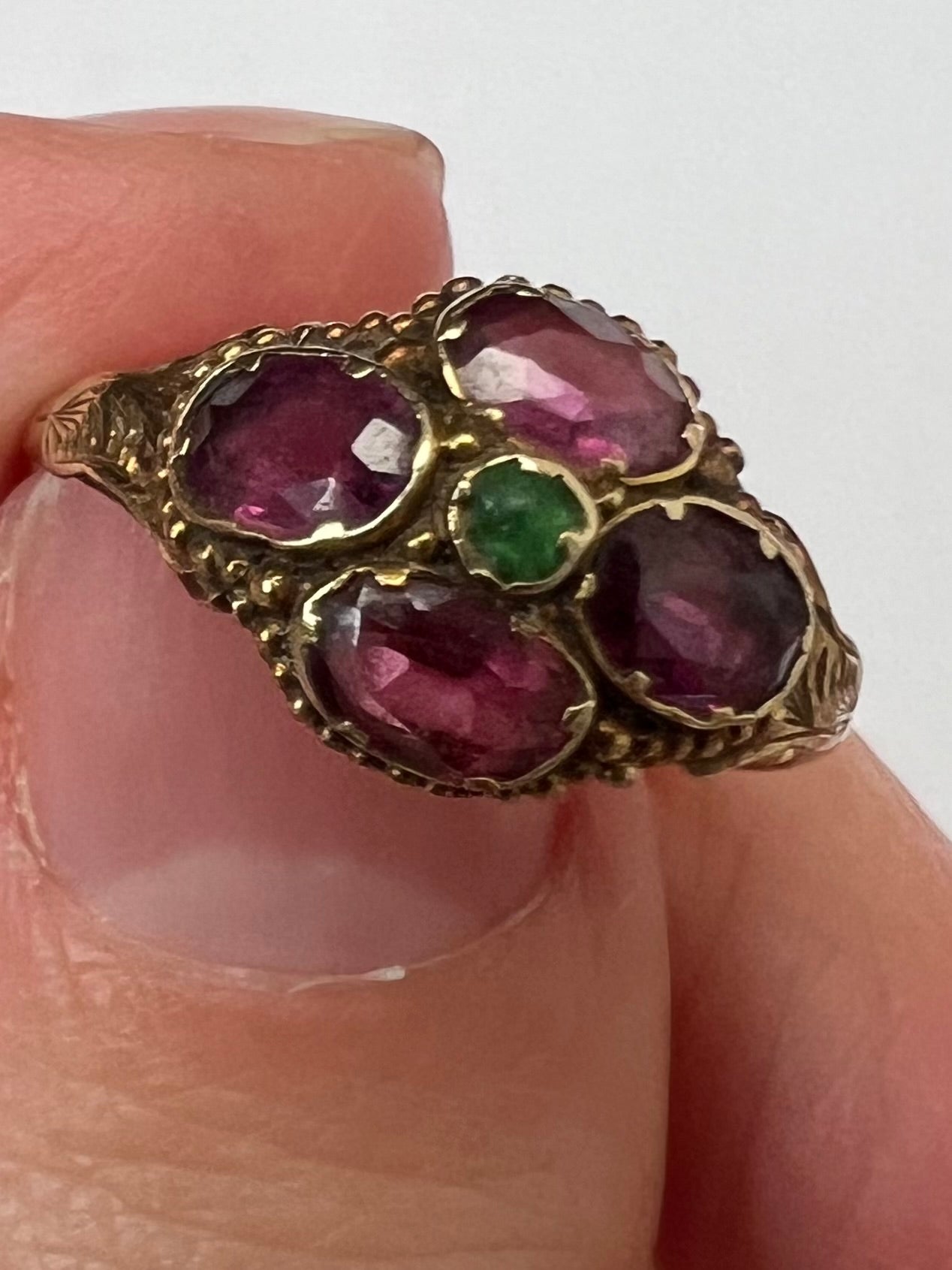 Rare 12ct Gold Almandine Purple Garnet Antique Ring