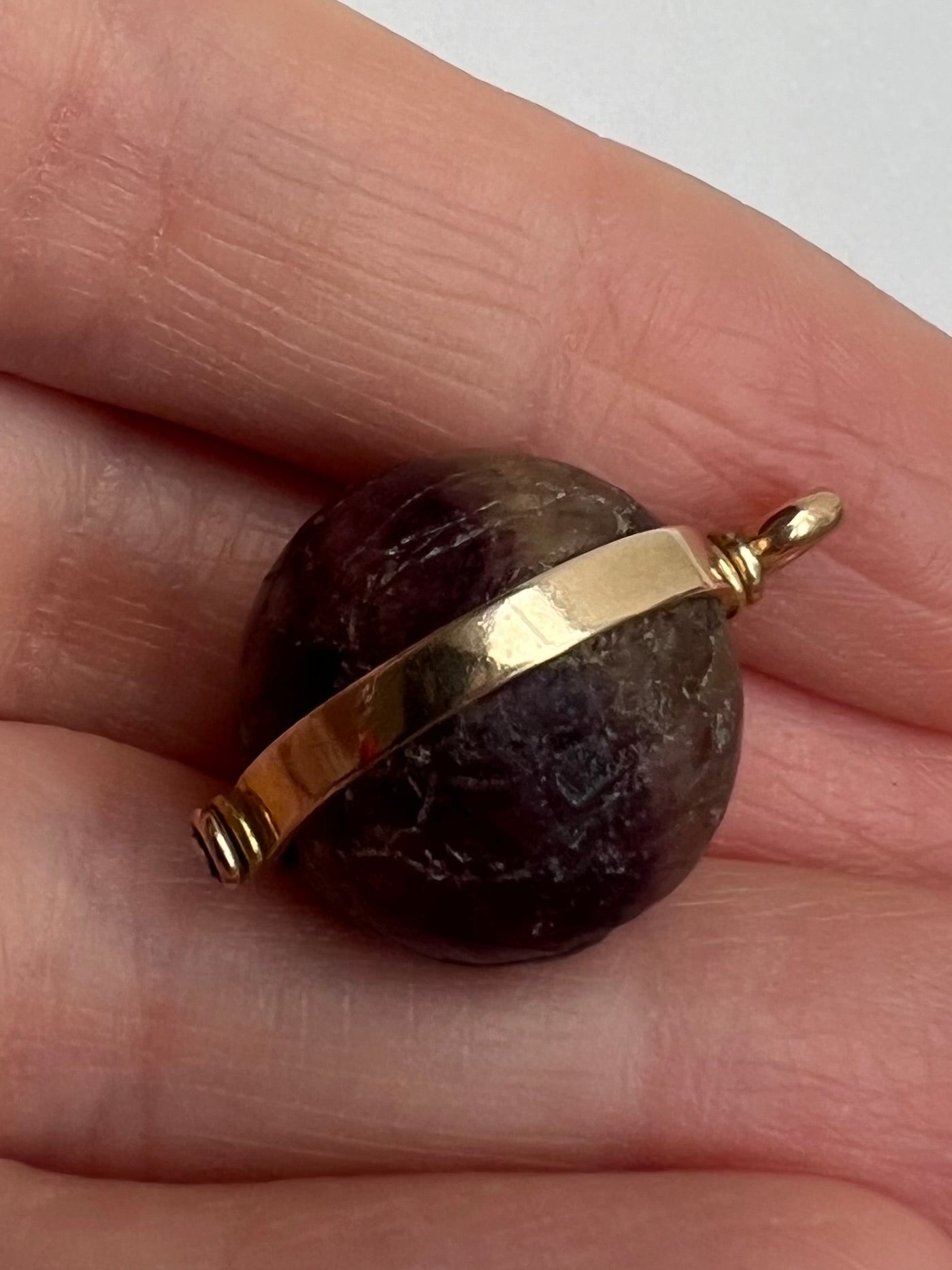 Blue John Derbyshire Feldspar Antique Gold Orb Talisman Pendant