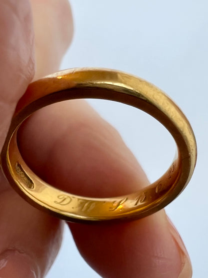 22ct Gold Art Deco Era Gold Donut Wedding Band or Stacker Ring
