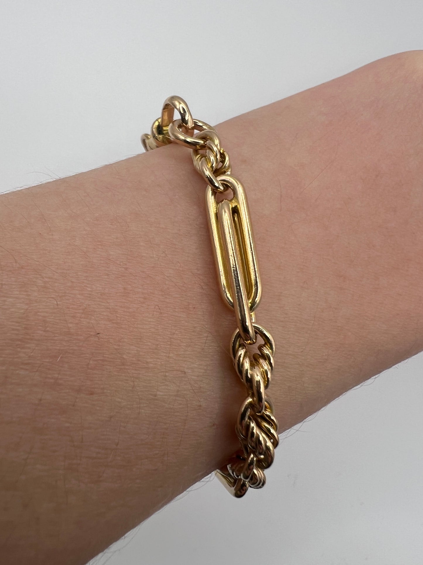 RESERVED - Please enquire for price - 9ct Gold Fancy Link Albert Bracelet With Dog Clip