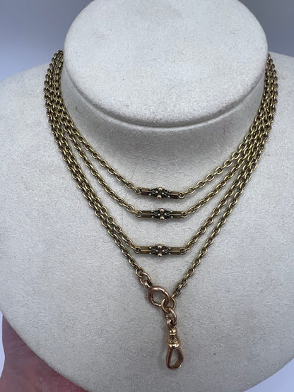 Please ask for price - 59" 15ct Solid Gold Antique Long Muff Chain