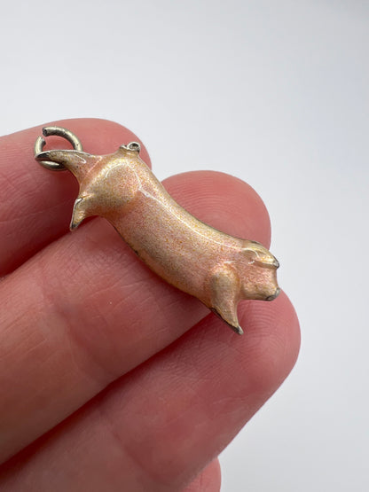 Antique Danish Enamel Piggy Charm