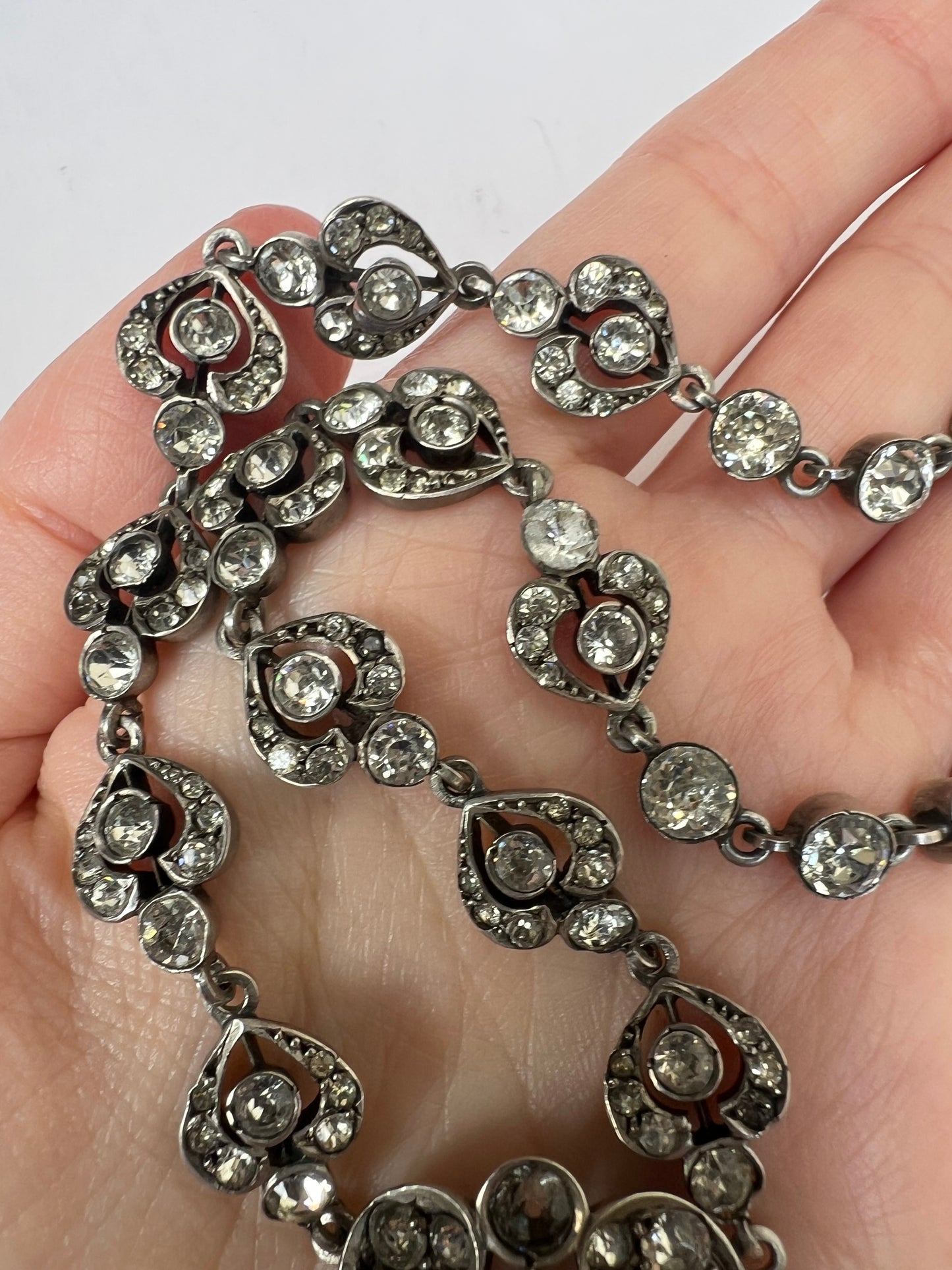 French Antique Silver Paste Necklace