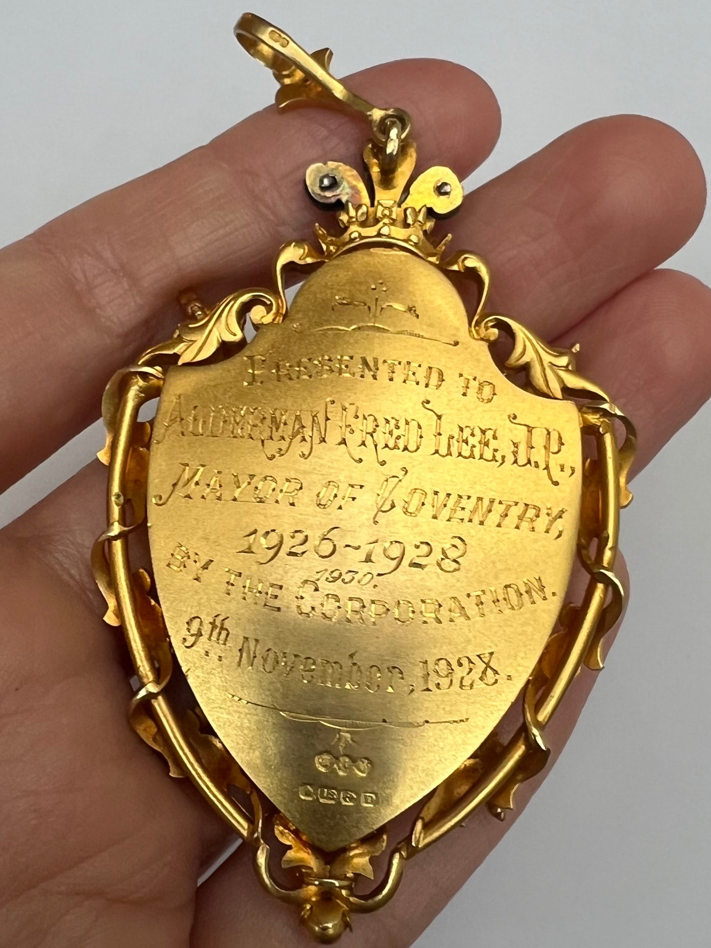 Alderman Fred Lee - Mayor Of Coventry 18ct Solid Gold Mayoral Fob