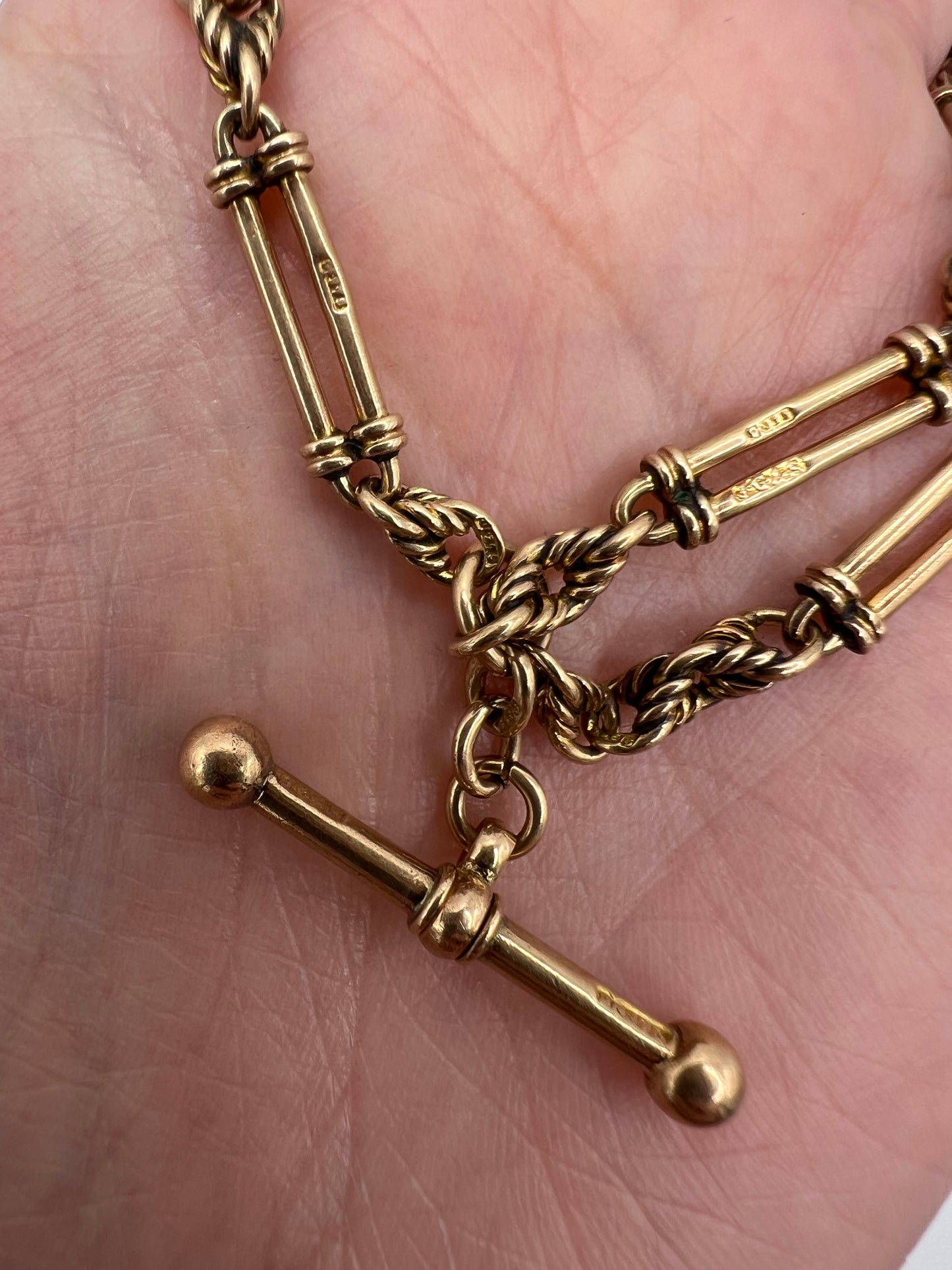 RESERVED - Please enquire for price - Fancy Paperclip Link Rose Gold Albert Chain