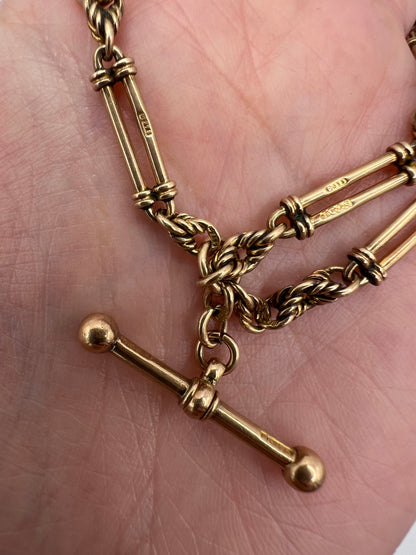 RESERVED - Please enquire for price - Fancy Paperclip Link Rose Gold Albert Chain