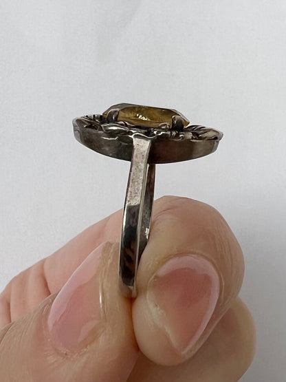 Arts & Crafts Citrine Silver Ring