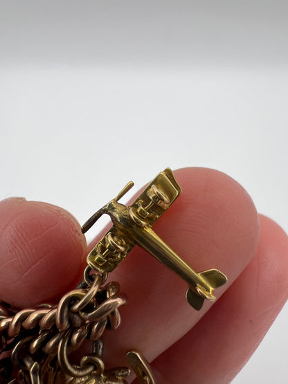 Gold Charm Bracelet With Many Unusual and Rare Charms