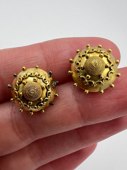 Etruscan Revival Gold Victorian Stud Earrings
