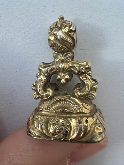 Early Victorian Gold Cased Watch Fob Pendant With Carved Stag Intaglio
