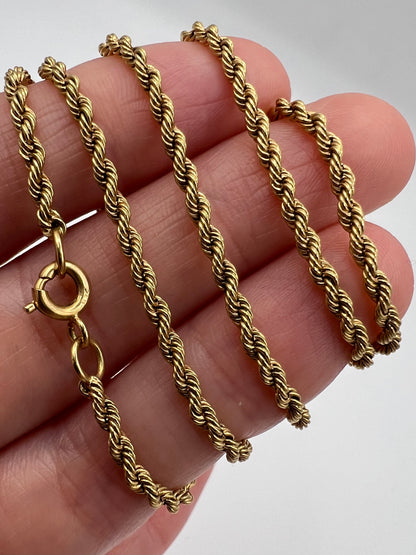 Solid 18ct Gold Rope Twist 16.5" Chain 13.36g
